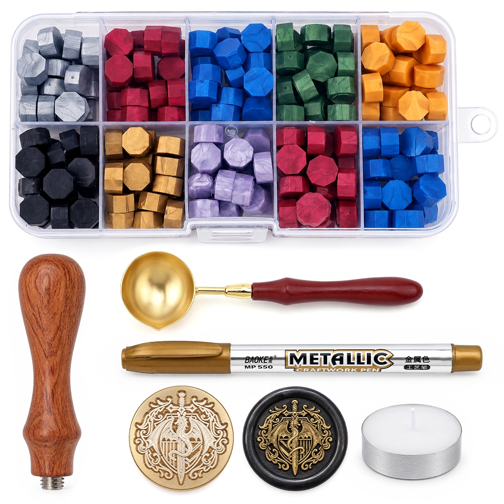 Wax Seal Stamp Set - Kolorowy zestaw do tworzenia pieczęci z