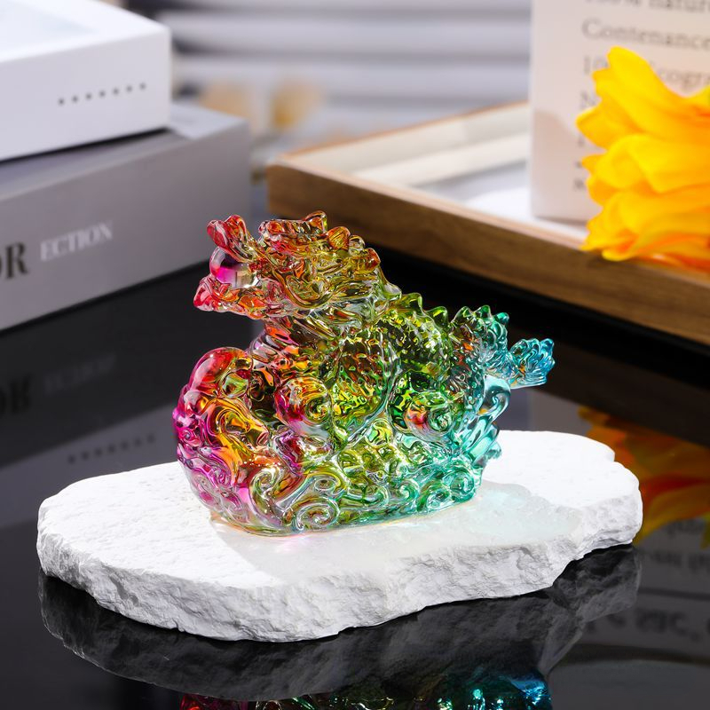 Paper Weight Crystal - Kryształowy smok figurka szkło szczęśliwy chiński